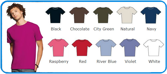 anvilorganic certified organic cotton t-shirt colour chart