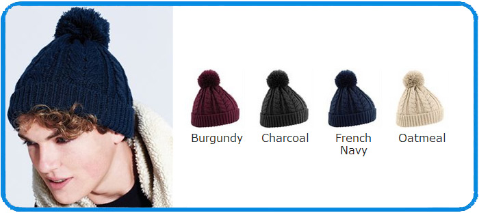 cable knit colour range hats