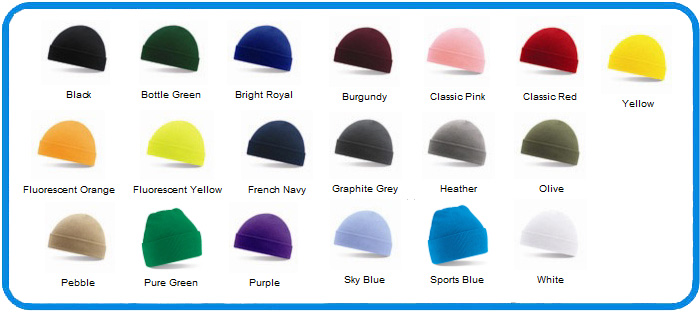 hats colour chart