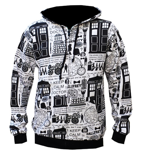 doctor inspired design printed all over zip hooded