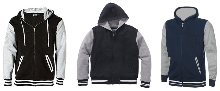 hooded varsity zippers