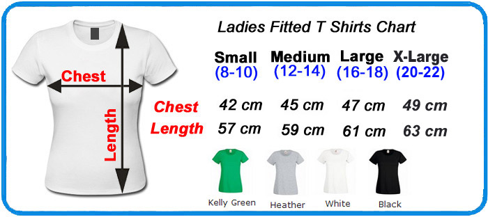 new chart for 110 ladies fitted t shirts