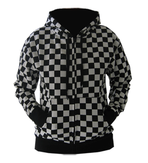 white black checker hoodie for women
