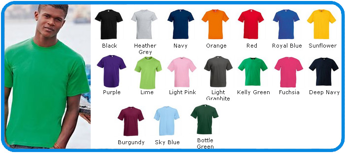 low cost cheap promo tee colour range