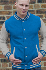 Sapphire blue with grey sleeve college jacket