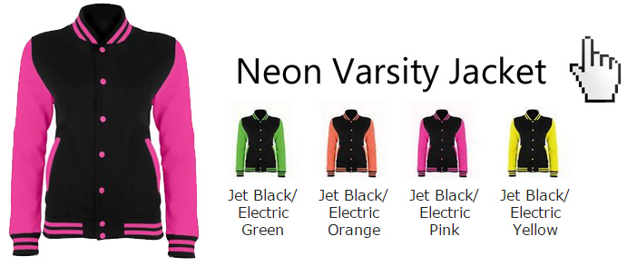 neon electric varsity jackets
