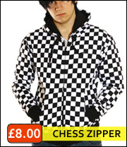 chess zip pattern hooded