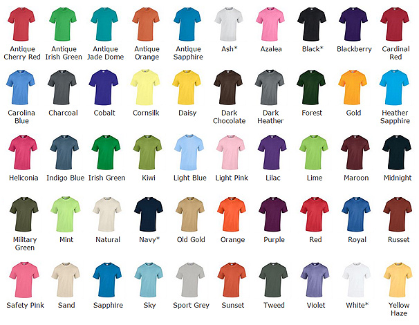 gildan ultra heavy t shirt colour chart