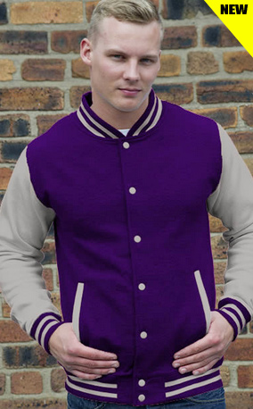 purple with grey letterman top