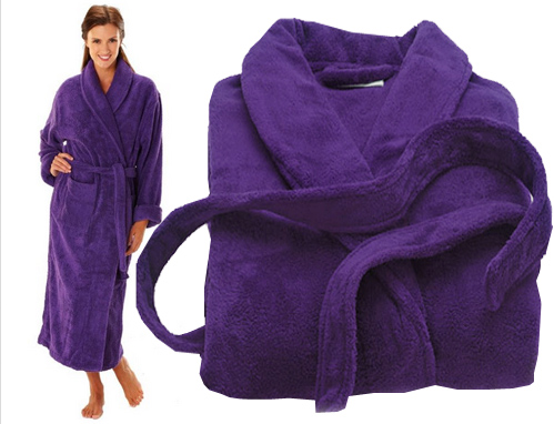 purple robes in terry towel fabric