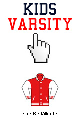 youth sizes red with white letterman varsity tops